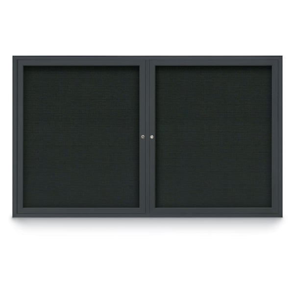 96"x48" 2-Door Enclosed Outdoor Letterboard, Black Felt/Black